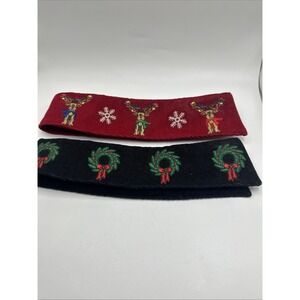 RARE* Vintage Embroidered Christmas Button On Over Collar‎ For Shirts  Lot Of 2